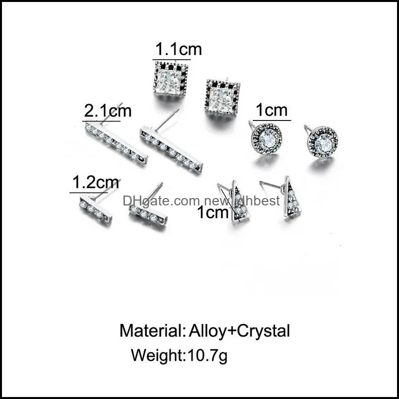 4 pairs/ set women crystal bohemian earring water drop green white crystal stud earrings for women boho jewelry gift dazzling cubic