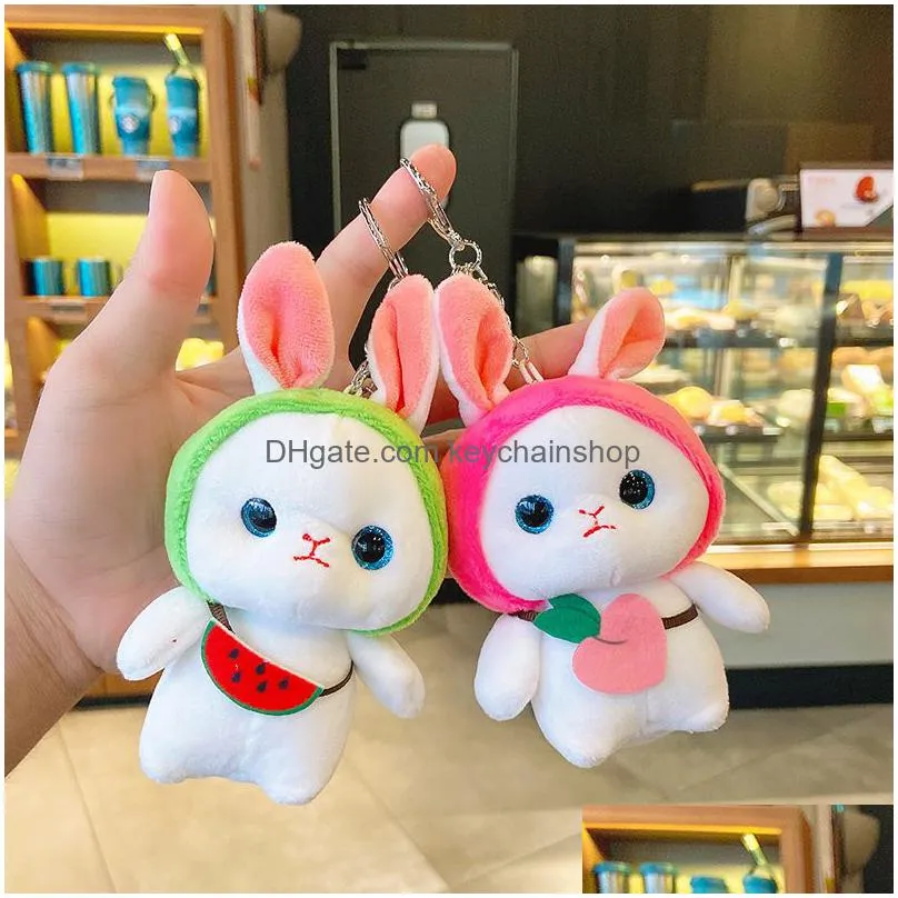 stuffed bunnies doll keyrings rabbit key chains rings jewelry accessories soft plush animal toys for women lover bag charm cartoon pendant car keychains holder