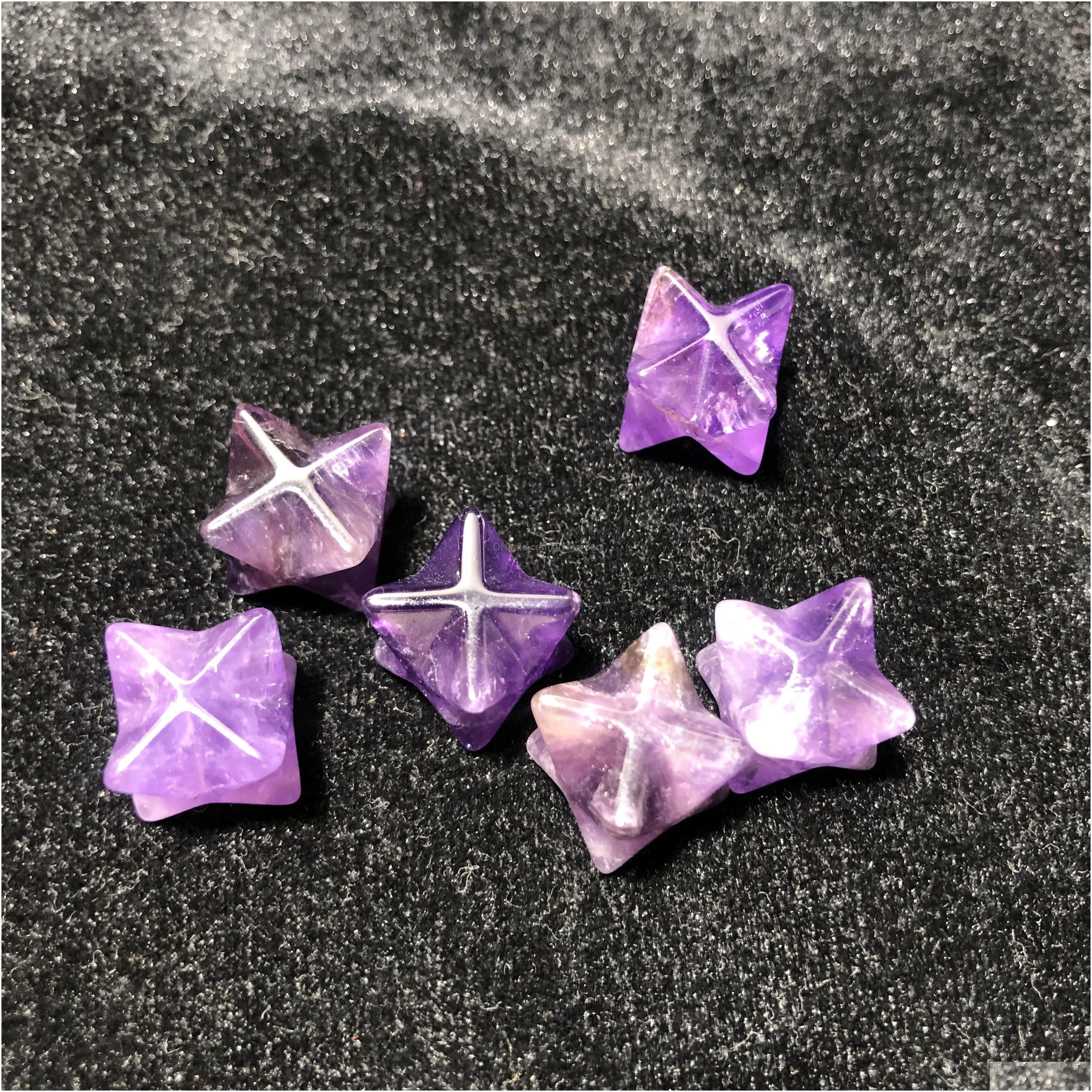 mini merkaba hexagram star qaurtz chakra stone crafts energy healing reiki crystal hand play home decoration stone handicraft carvings