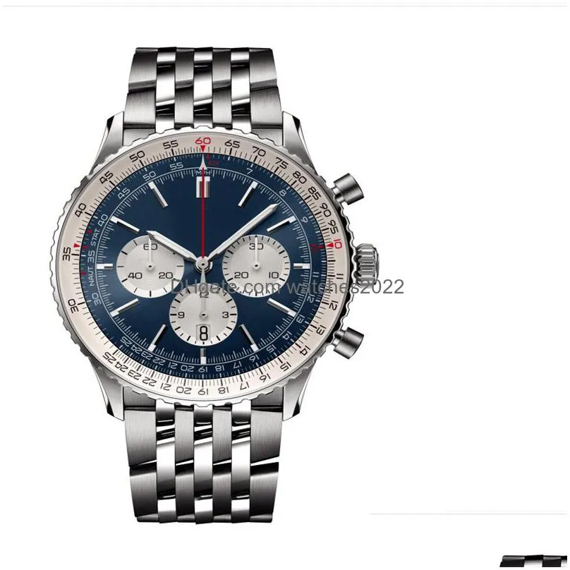 nacitimer b01 fashion business chronograph 47mm dial panda eye belt mens quartz wrist watch watches