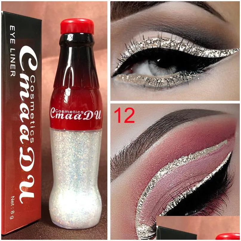 cmaadu makeup colorful sequins eyeliner easy to wear long lasting shimmer sparkling stage cosmetics make up glitter eye liner