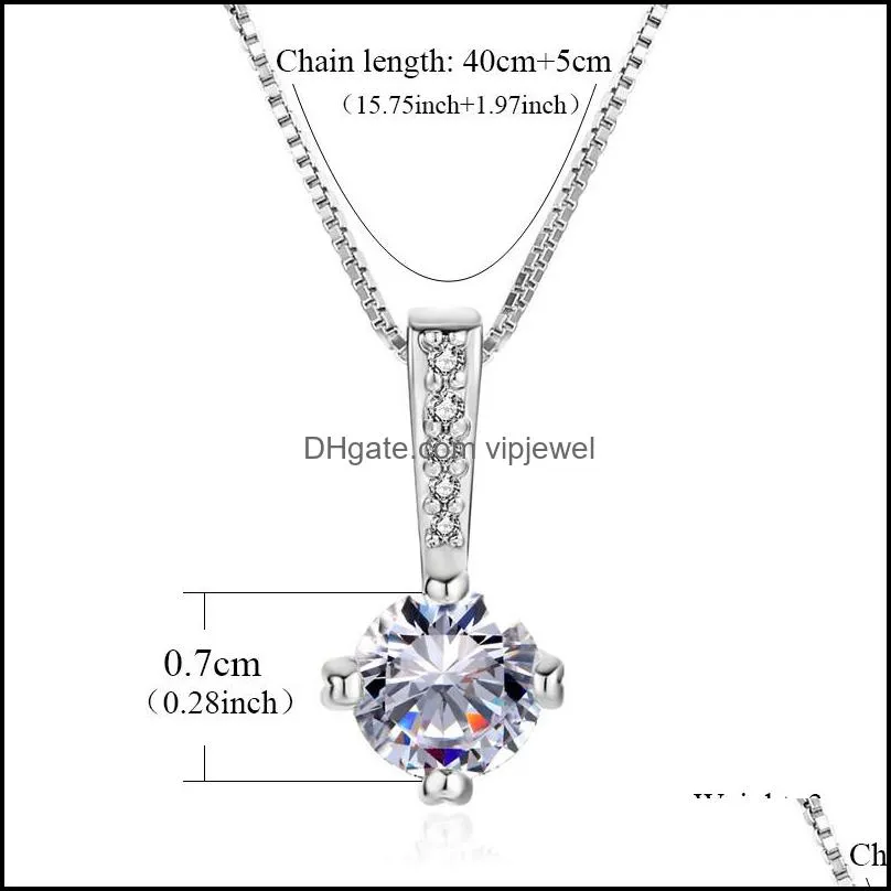  fashion rhinestone crystal zircon pendant necklace women geometry cz silver gold metal chain necklaces design jewelry wholesale