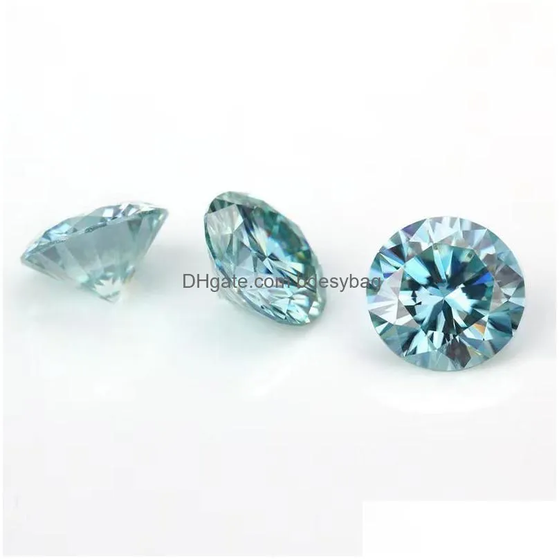 other original blue color vvs1 round moissanite loose stones pass diamond 8 heart arrows gemstone for diy jewelry makingother