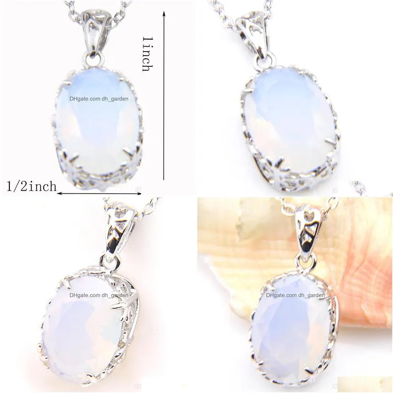 luckyshine unique vintage lady oval white moonstone pendants 925 sterling silver necklace pendant jewelry party gift