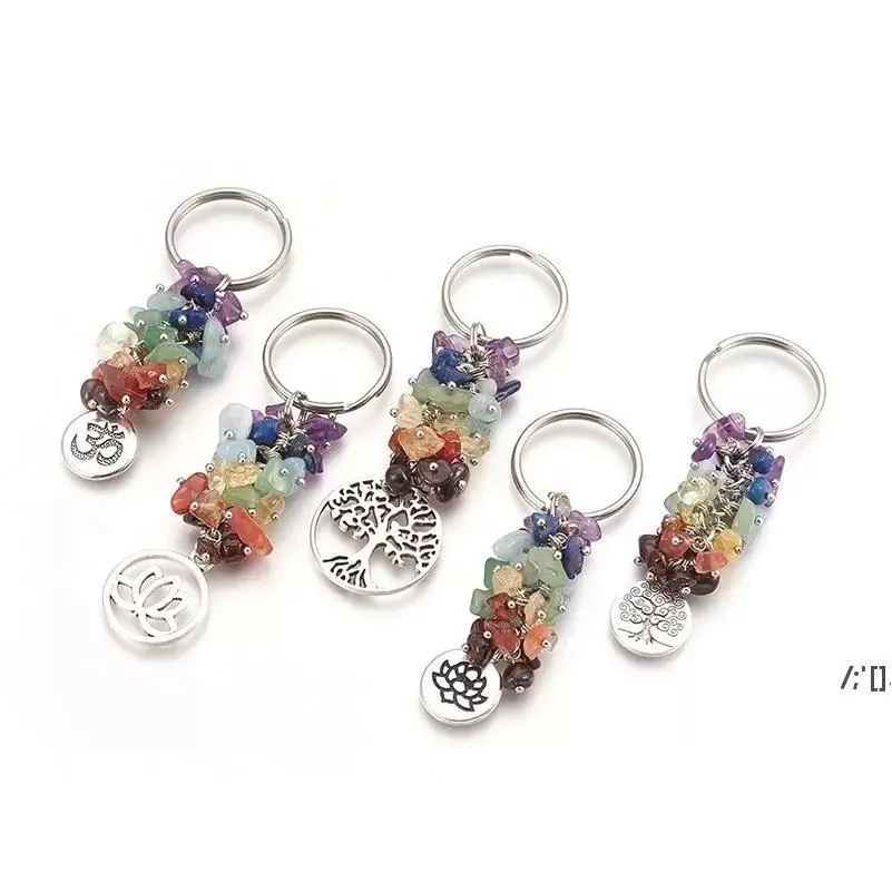 natural crystal keychain pendant broken gems tassel keychain luggage decoration key chain birthday gift keyring