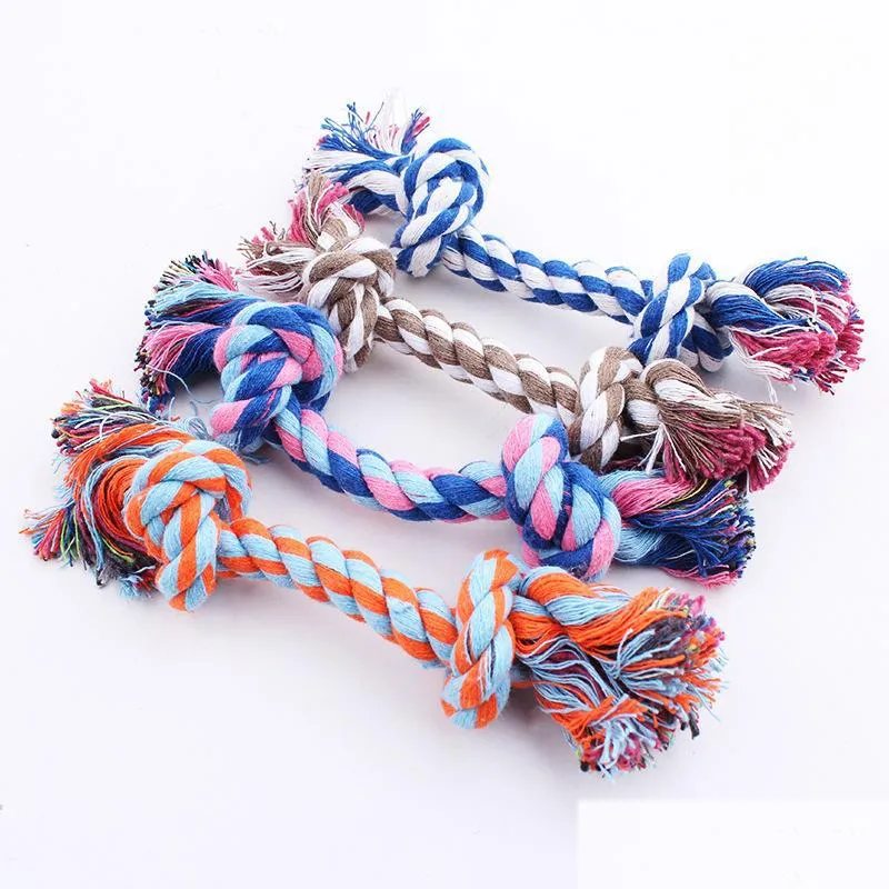 17cm random dog toys pet supplies durable pet dog puppy cotton chew knot toy braided bone rope funny tool