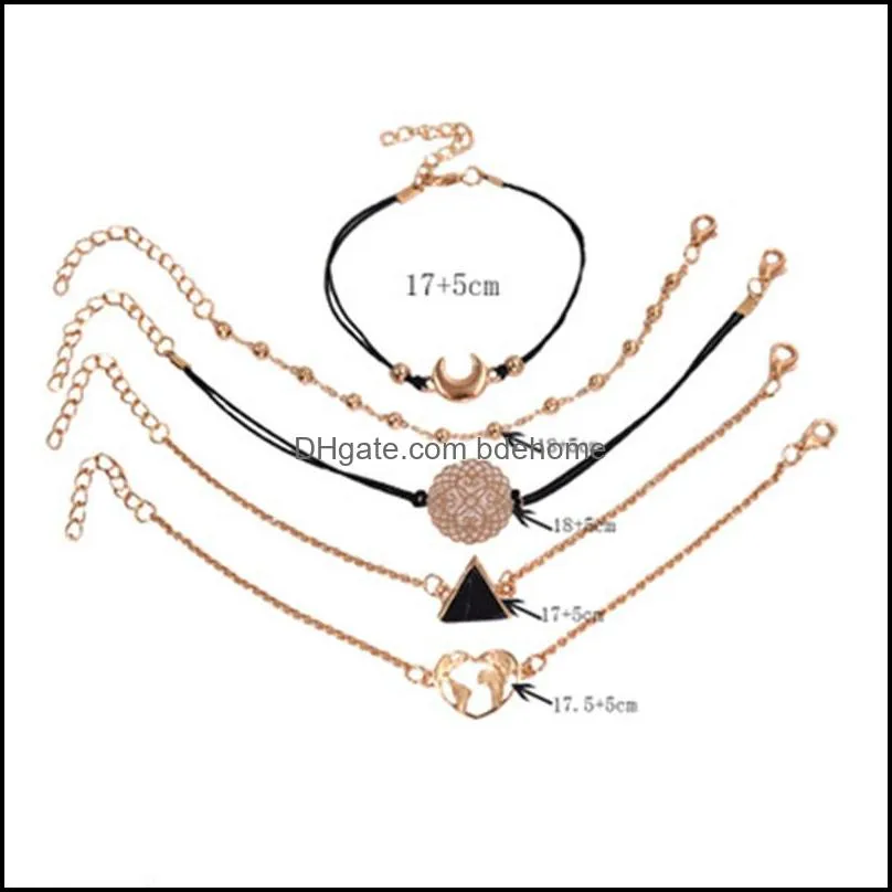 fashion beads stone turtle bracelet set for women geometric tree of life shell braclets bohemia summer jewelry