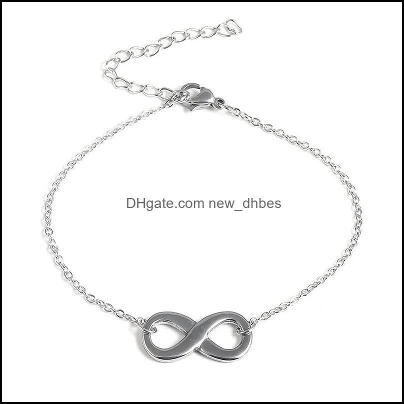 infinity symbol charm stainless steel bracelets for women simple adjustable gold silver chain number 8 bracelet party wedding jewelry