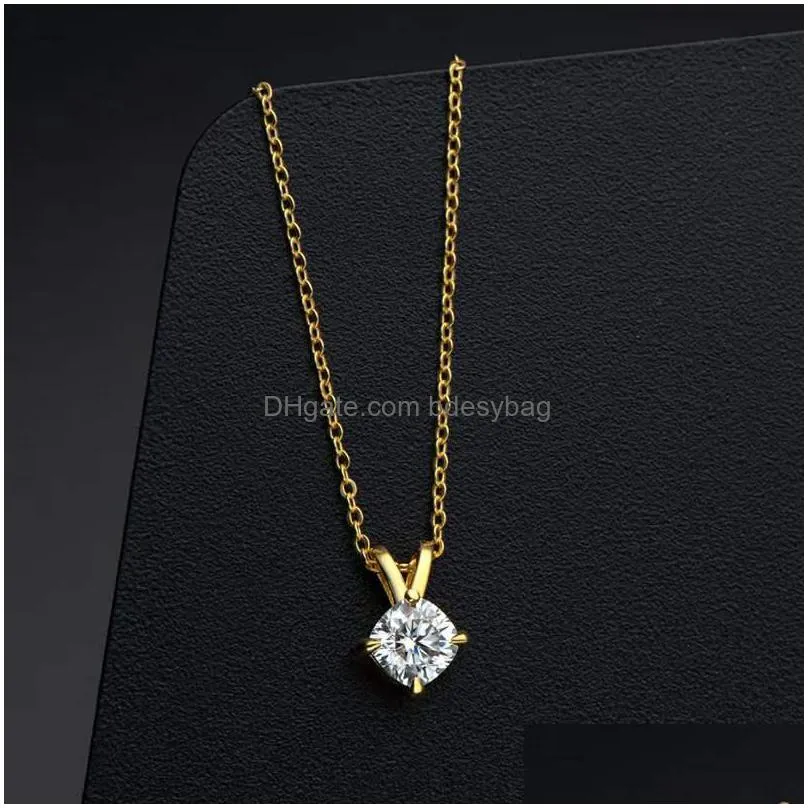 other trendy 925 sterling silver 1ct d color vvs1 cushion cut moissanite necklace for women jewelry pass diamond with gra giftother