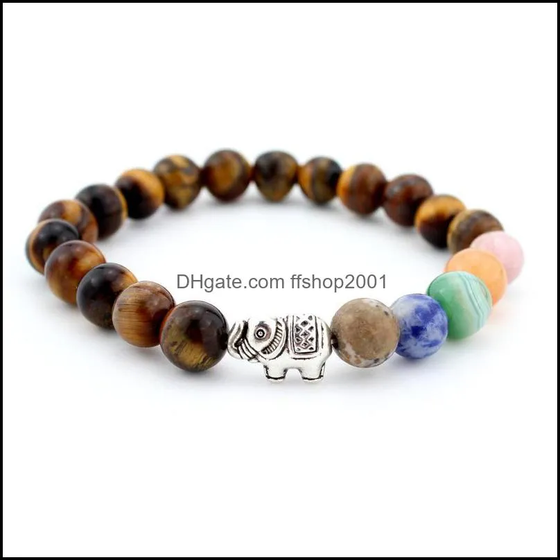 elephant gift natural stone bracelet bangle for women men yoga beads fashion jewelry charm elastic bracelets dhs b335s f