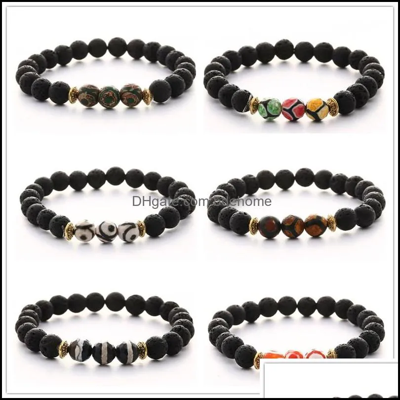 natural lava stone colourful bead bracelet diy volcano essential oil diffuser bracelet for women men jewelry