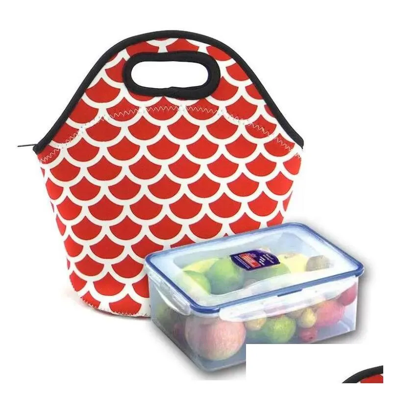 sublimation blanks reusable neoprene tote party favor bag handbag insulated soft lunch bags with zipper design for work school