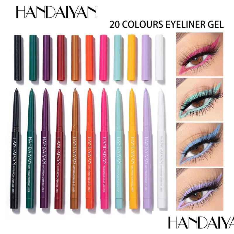 handaiyan 20 colour cream gel eyeliner pencil makeup rotate eyeliners waterproof pearlescent matte not easy to dizzy eyes make up