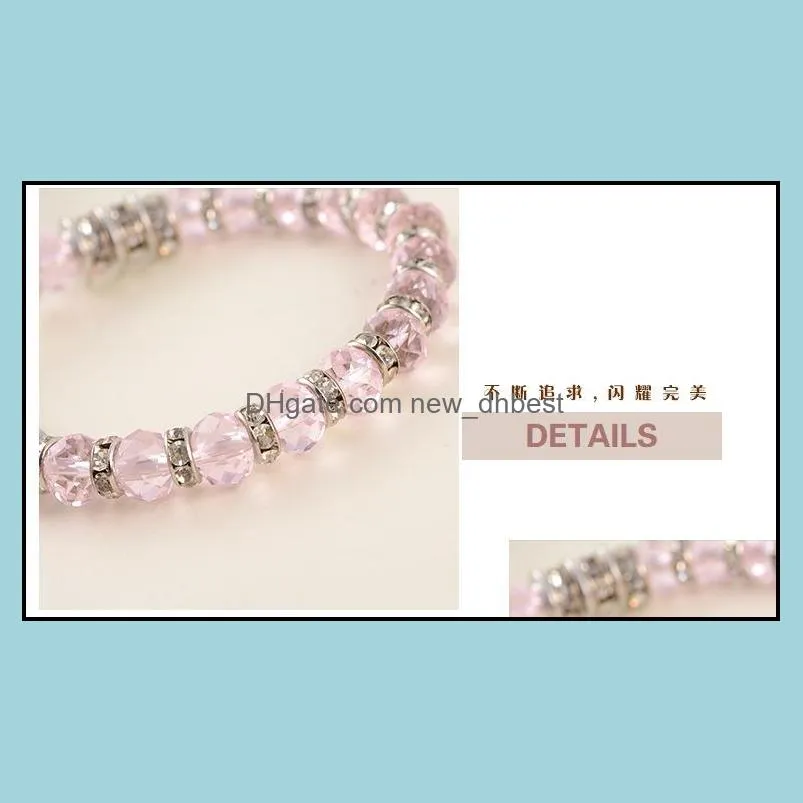  arrival breast cancer awareness bracelets women pink ribbon breast cancer bangle glass beads chains for ladies fashion diy jewelry