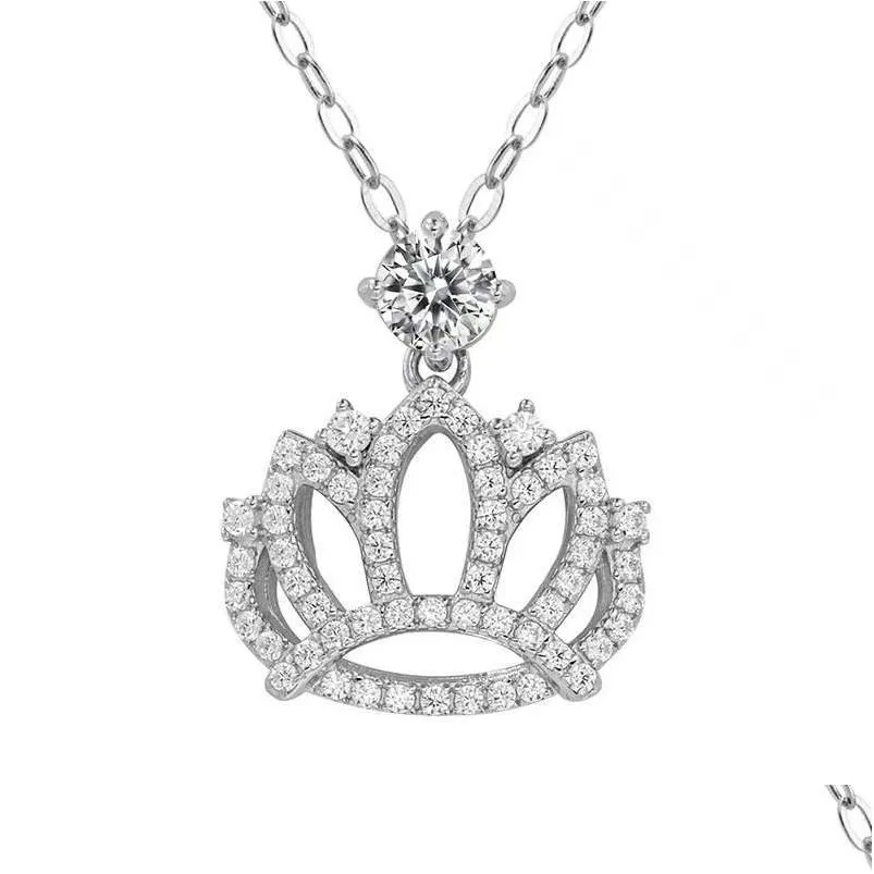 other trendy 925 sterling silver 4mm d color vvs1 moissanite crown pendant necklace for women jewelry white gold plated birthday