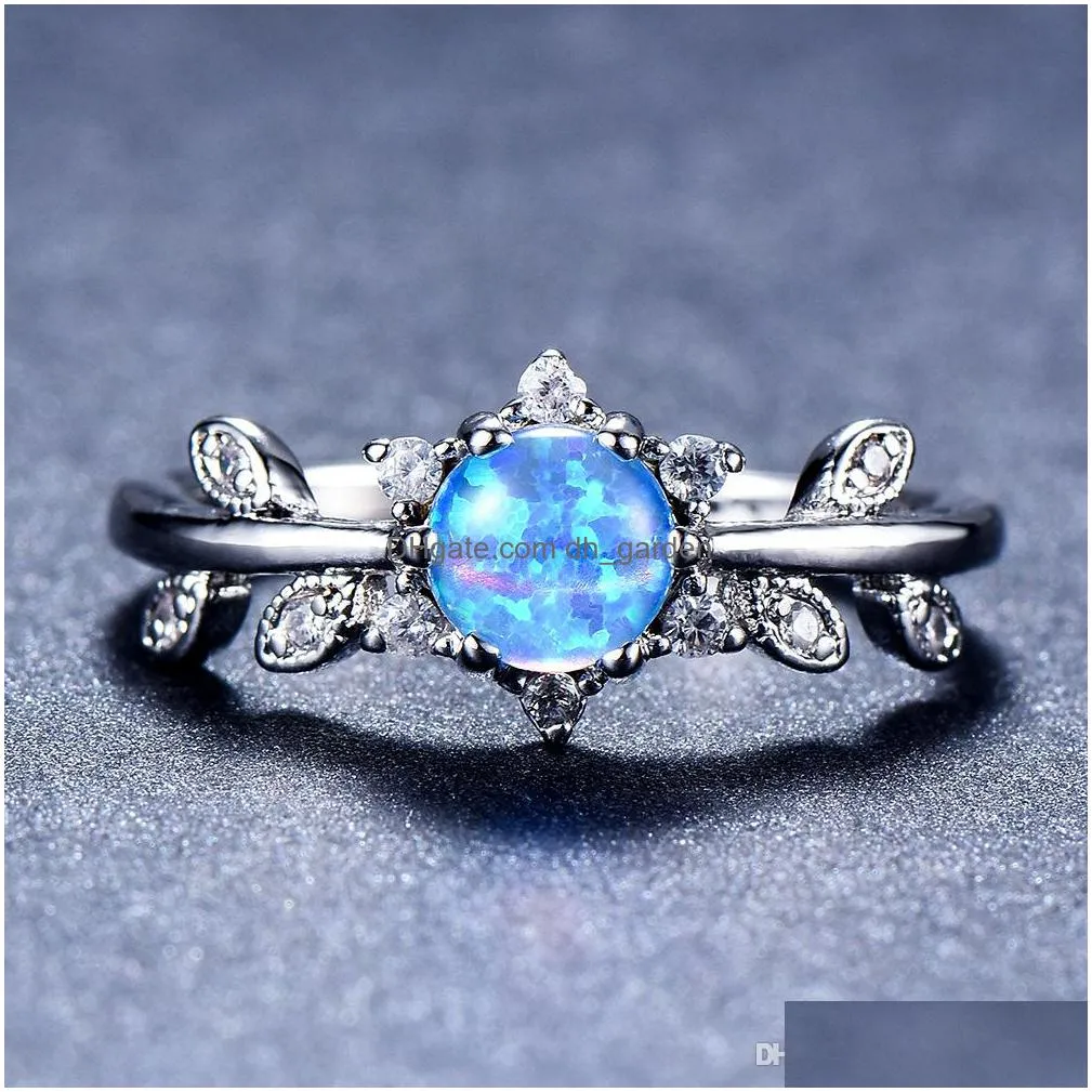 5 pcs lot mother gift full blue fire opal gems 925 sterling silver for women ring russia american weddings ring jewelry gift