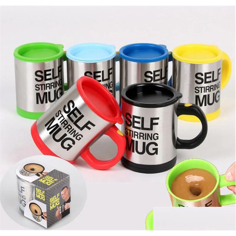 self stirring coffee cup 400ml automatic mixing tea cup stainless steel coffee cup drinking mug electric coffee mixer