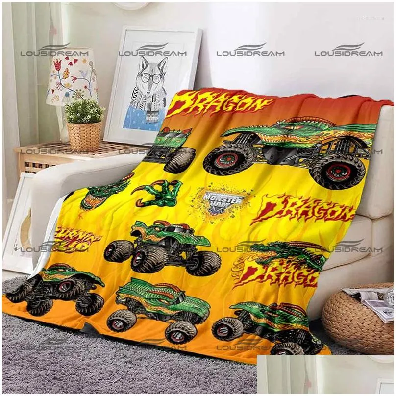 blankets classic monster jam pattern blanket truck warm flannel thin portable home travel office lunch break