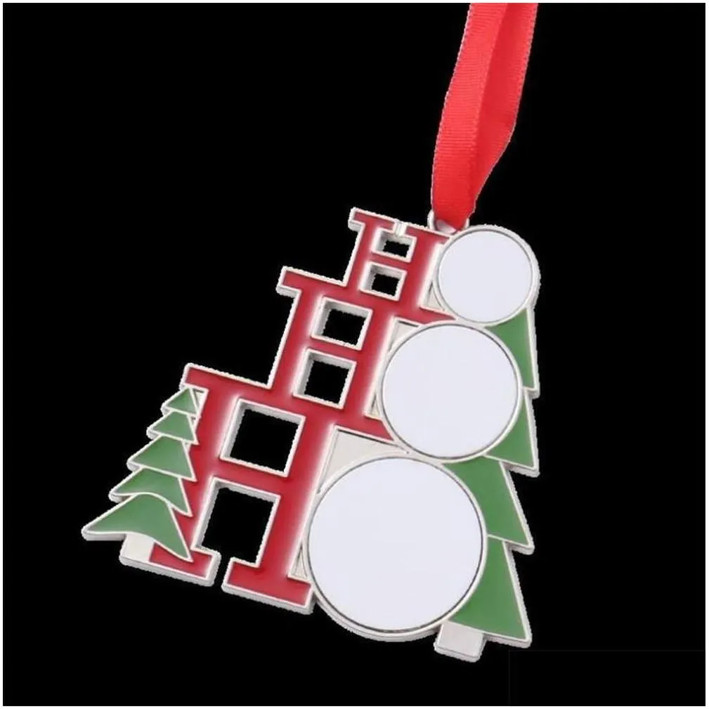 ups sublimation white blank metal christmas decorations heat transfer santa claus pendant diy christmas tree ornaments gifts 2023