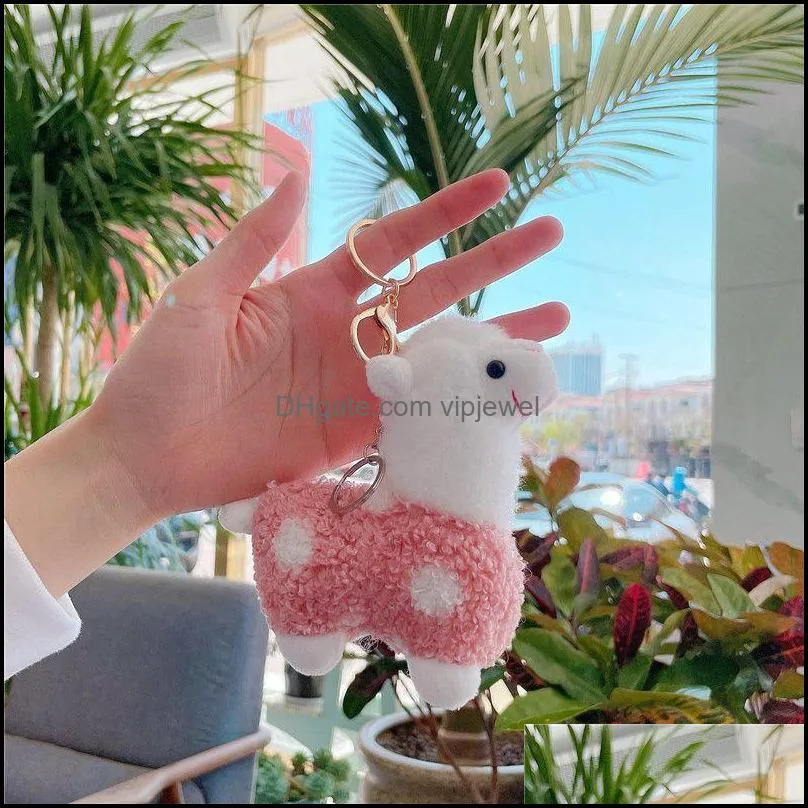 11cm lovely alpaca keychains plush toy soft stuffed cute sheep llama animal dolls keychain gift