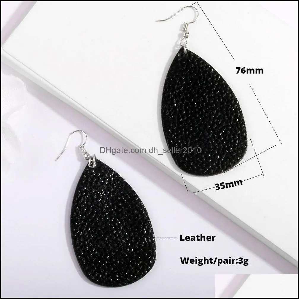 fashion light weight leather dangle earrings for women good design teardrop long charm jewelry gift