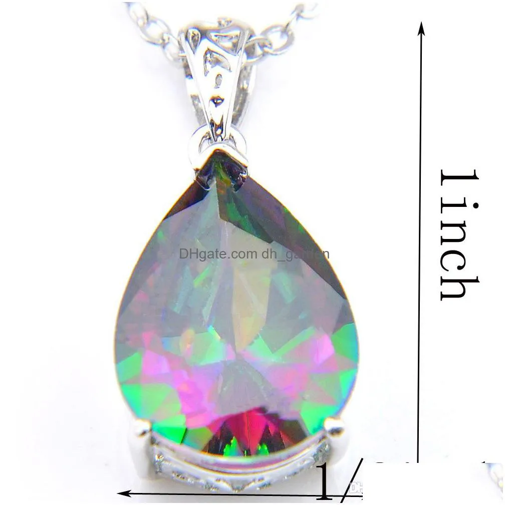 10 pcs acessories for jewelry rainbow natural mystic topaz pendants 925 silver women crystal zircon necklaces pendant christmas gift