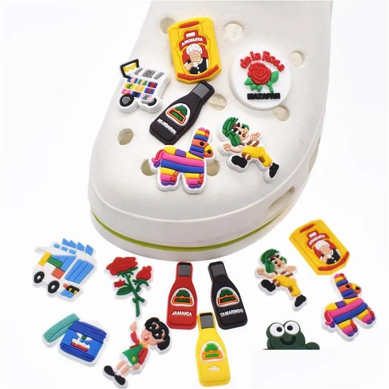 manufacture wholesale mexican style croc charms hispanic beer wine bottle pvc shoe jibbitz accessories party kids gift