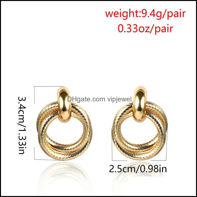  arrival double layer spiral circle earring minimalism metal round stud earrings for women jewelry gifts