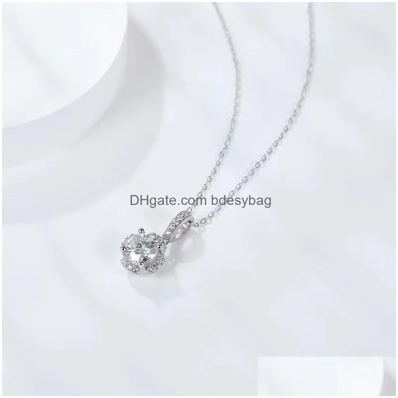 pendant necklaces trendy 925 sterling silver 1ct d color vvs1 moissanite necklace for women jewelry plated platinum clavicle with