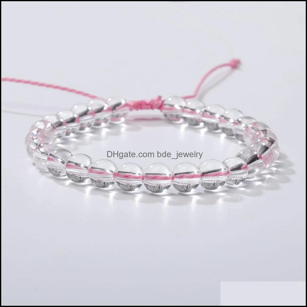 fashion clear crystal bead bracelet 8mm glass transparent quartz loose bead braided friendship bracelet for women jewelry