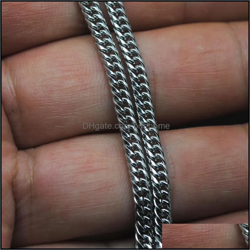 3mm 4mm silver plated stainless steel chains women men chokers for hip hop pendant necklaces jewelry 1121 b3