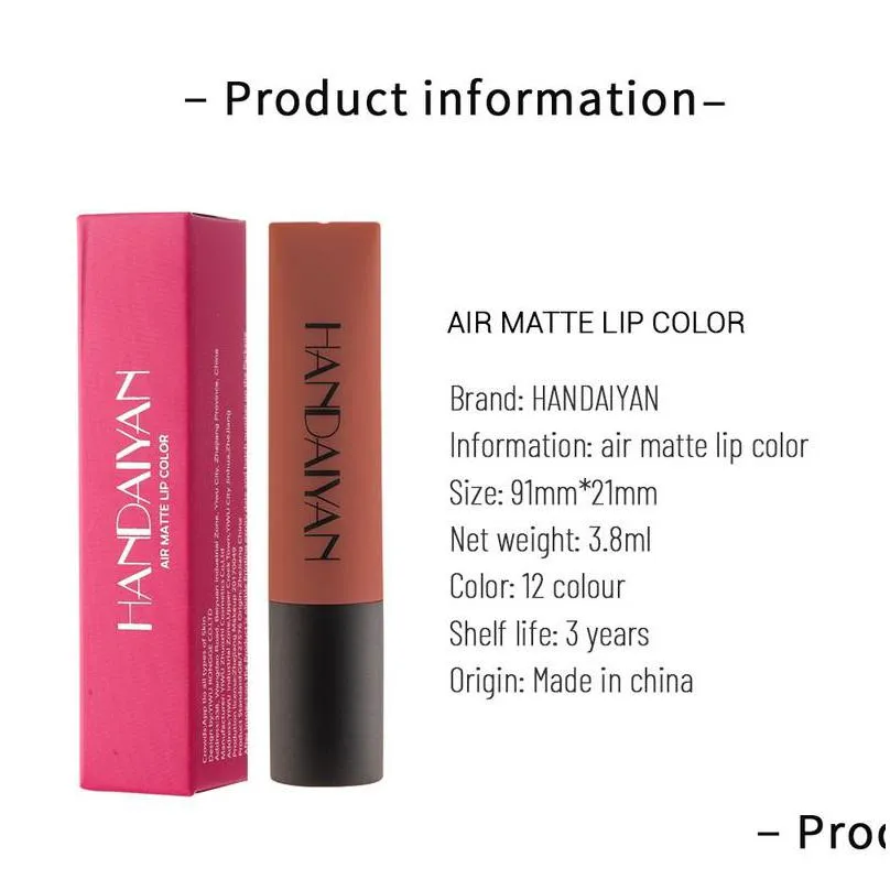 handaiyan matte lip gloss velvet air lips glaze liquid lipstick moisturizer non sticky makeup lipgloss