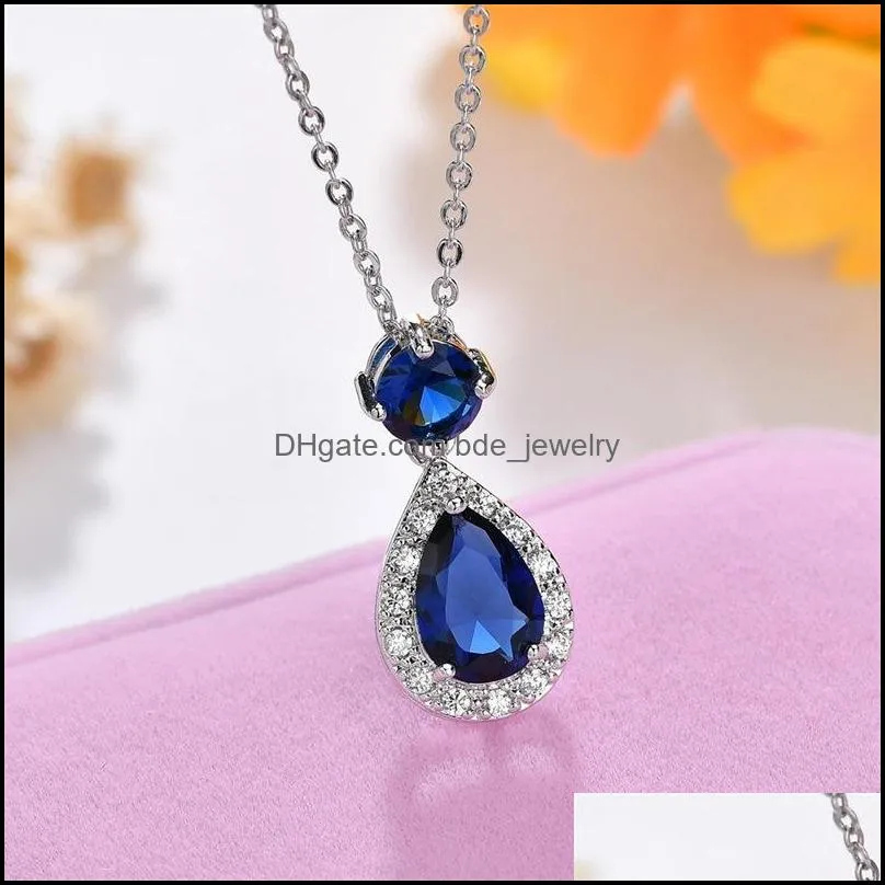 teardrop cubic zirconia necklace pendant high quality brand cubic zirconia water drop earrings wedding jewelry cz stone dangle ear