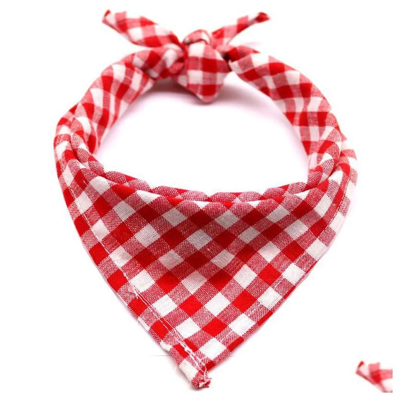 pet dog bandana small large dog bibs scarf washable cozy cotton plaid printing puppy kerchief bow tie pet grooming accessories