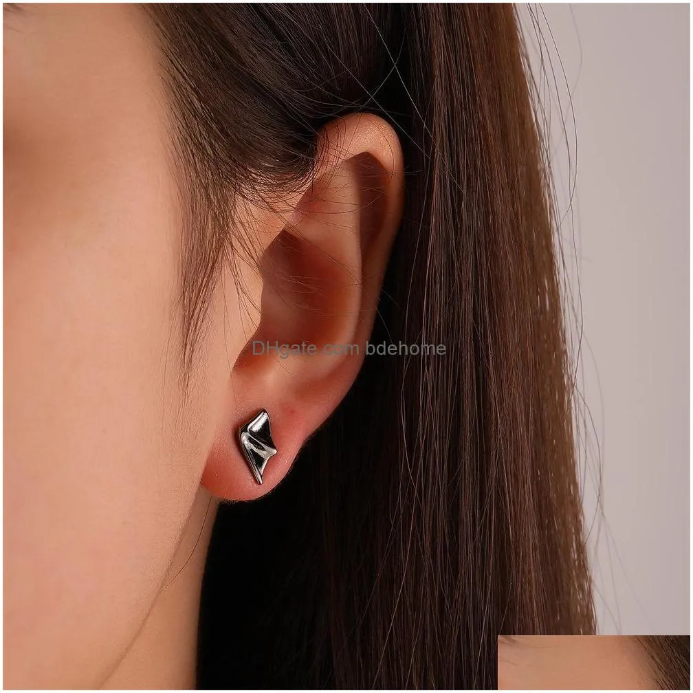 fashion jewelry angels and demons earrrings women cute black silver stud earrings