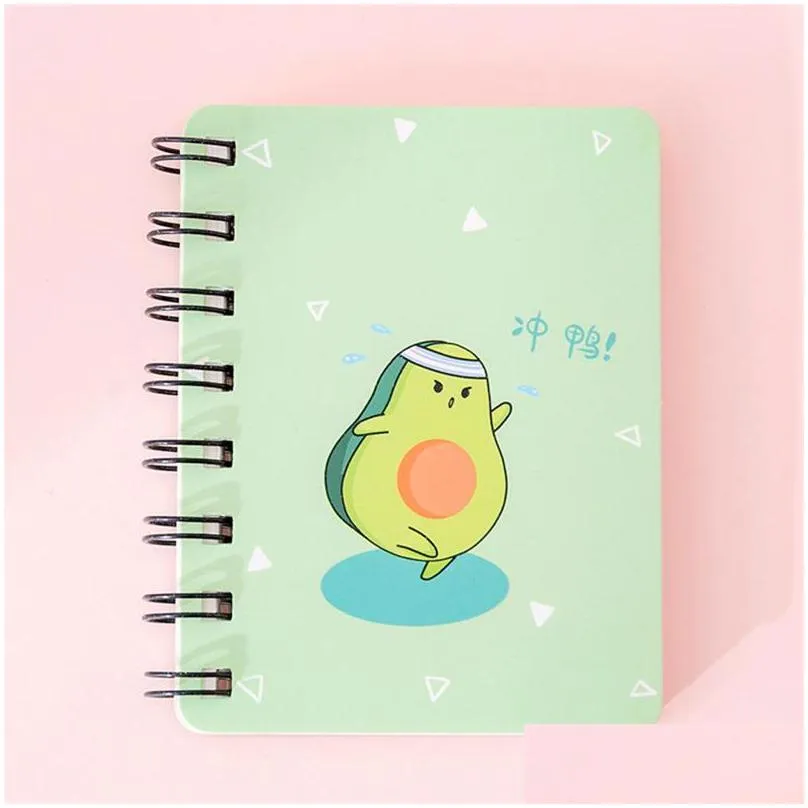 a7 mini cartoon notebook flipable portable coil avocado looseleaf notepad diary school supplies stationery journal diary notepad