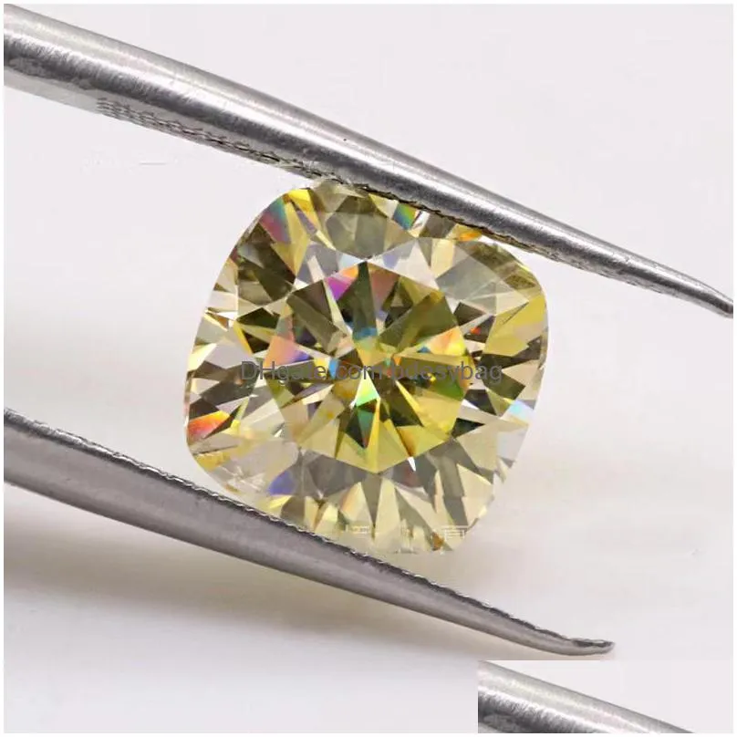 other 13 carat lemon color vvs1 cushion moissanite loose stones pass diamond test gra lose gemstone for diy jewelry ringother