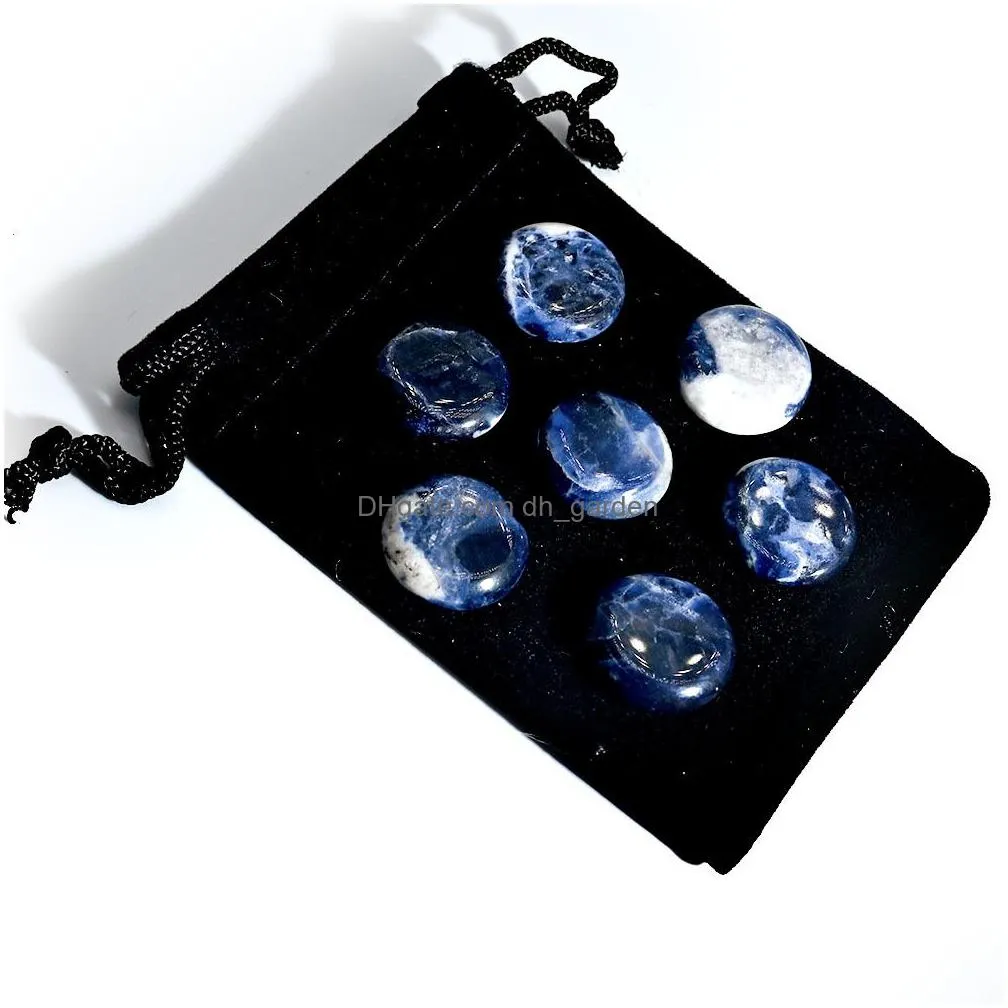natural crystal seven color stone 18mm round piece healing reiki yoga beads ornament craft amethyst topaz bag set
