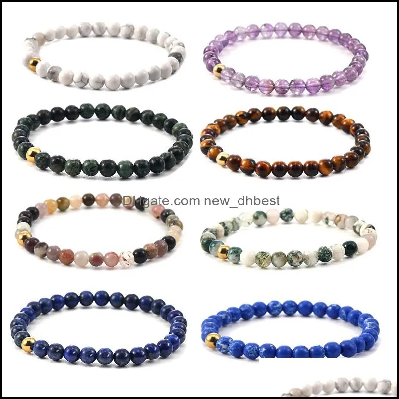 6mm fashion design natural stone healing agate stretch beaded bracelet women men handmade precious gemstone yoga balance bracelets