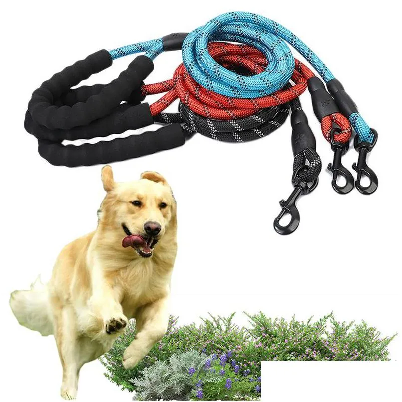 pet supplies reflective multicolor round rope nylon traction collar leashes dog chain dog pull comfortable large dog