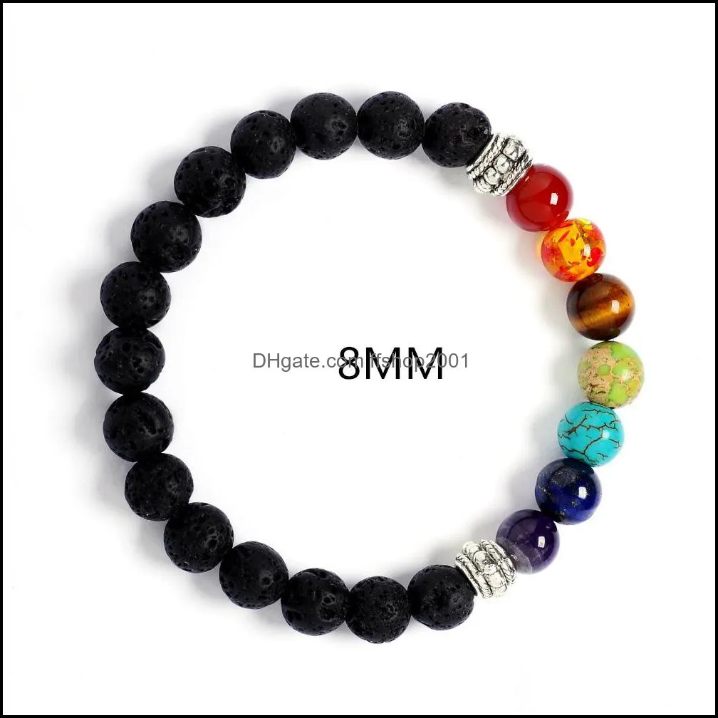 women men natural volcanic stone bracelets 7 chakra essential oil diffuser bracelet 8mm yoga beads bangle dhs m9f