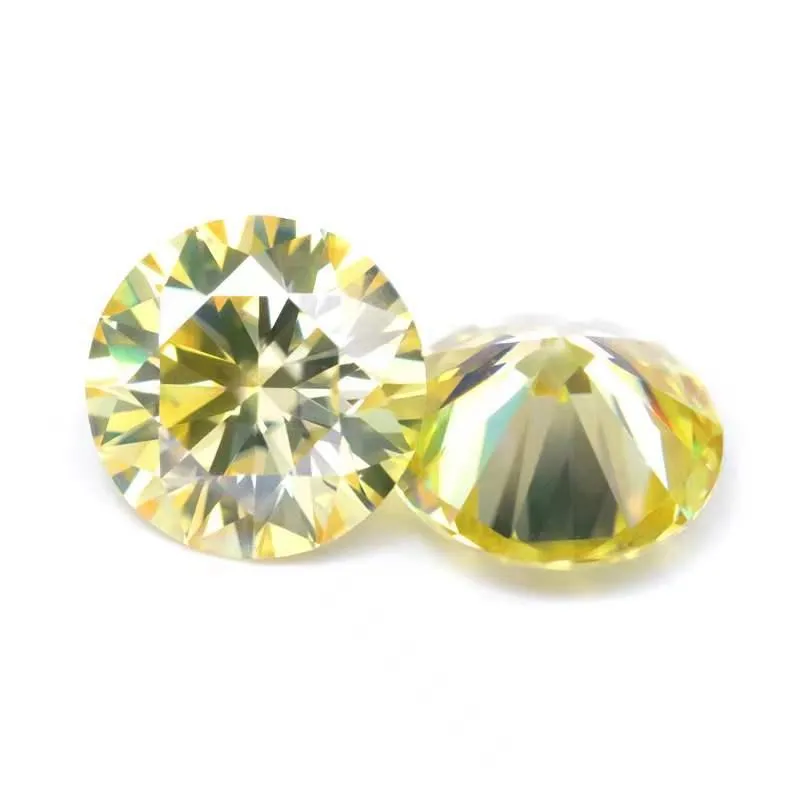 other plated gold yellow color vvs1 12 carat round moissanite stone loose gemstone pass diamond with gra for diy jewelry ringother