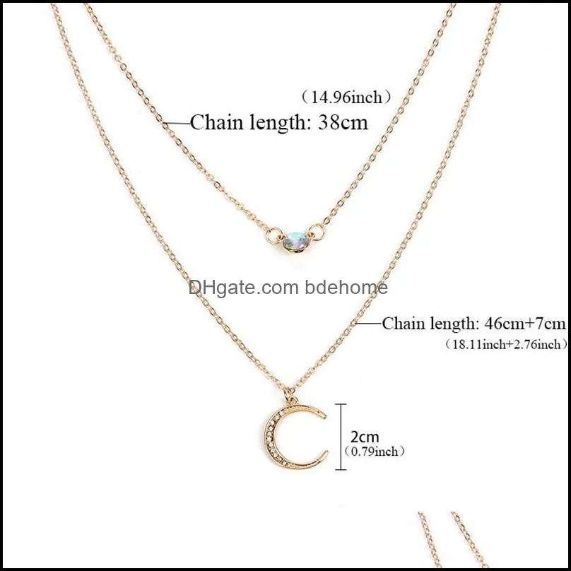 multi layered crystal crescent necklaces choker moon star pendants necklace for elegant women girls wholesale fashion accessories