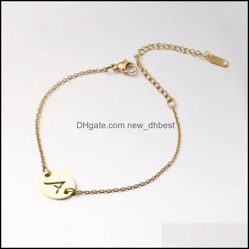 stainless steel bracelet tiny az 26 letter initial bracelet for women men jewelry wholesale