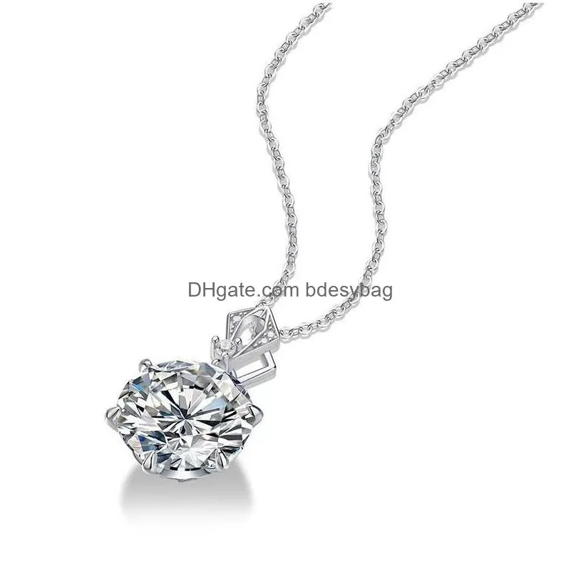 pendant necklaces trendy 925 sterling silver 10ct d color vvs1 moissanite necklace for women jewelry diamond test pass charm