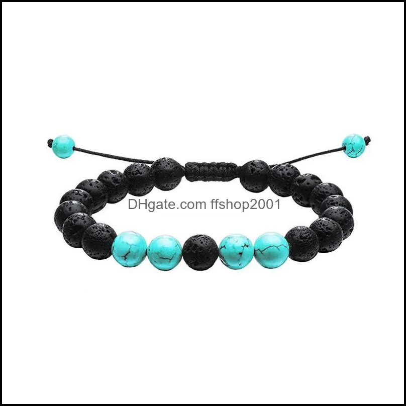 adjustable tiger eye lava stone bracelets braided rope bangle charm 7 chakra beads yoga aromatherapy bracelet q86fz