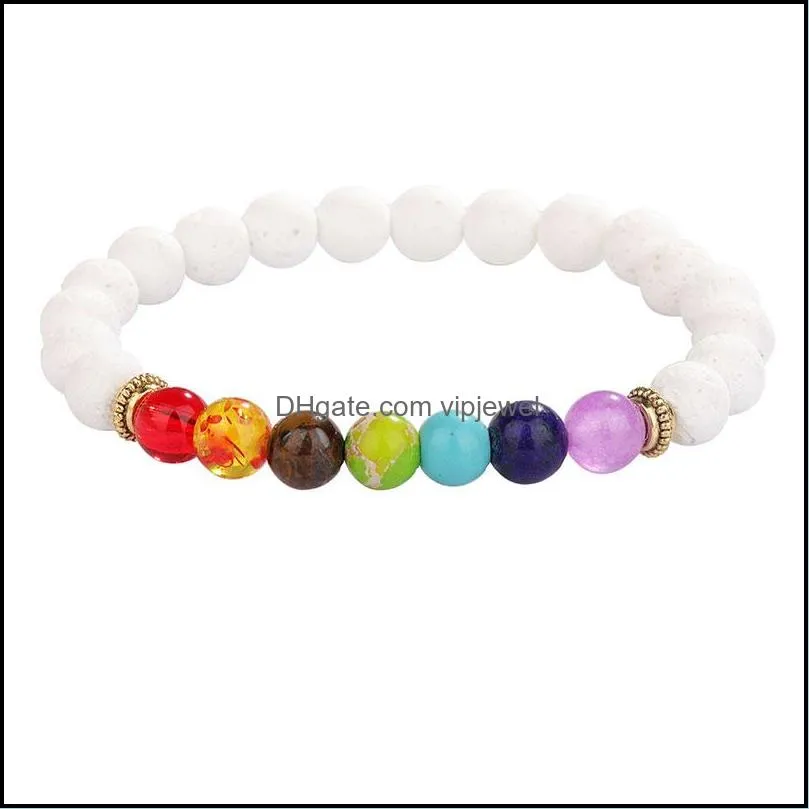 7 chakras reiki healing stone beaded bracelet strands yoga balance energy natural volcanic stones bracelets diy handmade jewelry