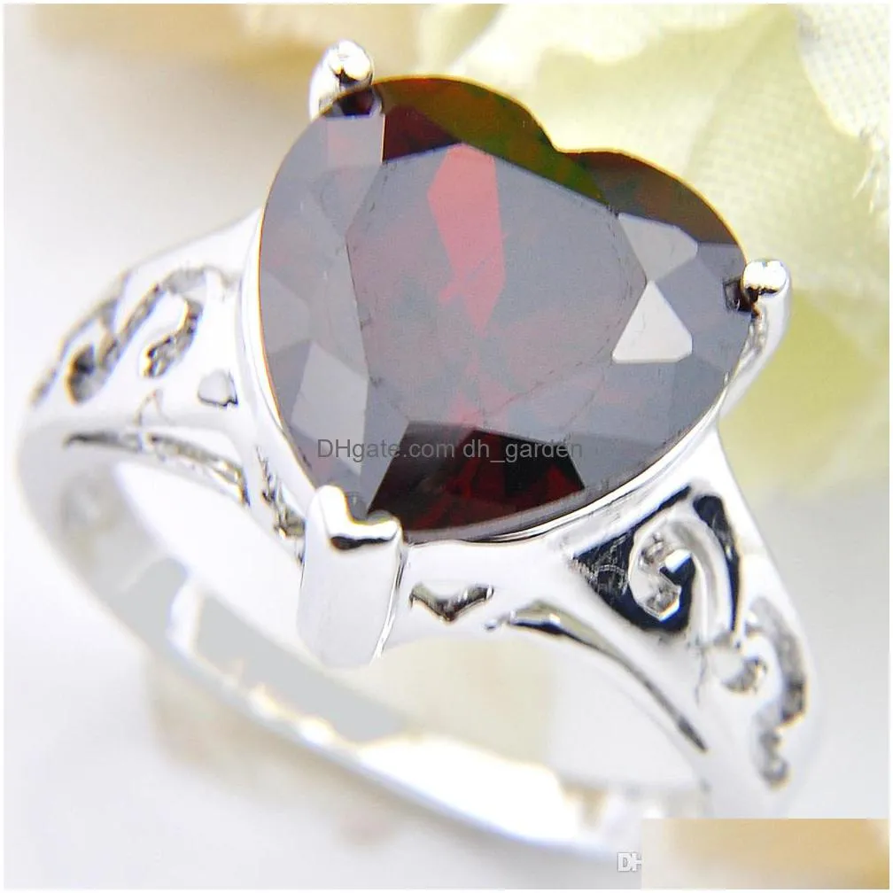 luckyshine holiday gift set 925 sterling silver plated rings heartshaped multicolored for woman cubic zirconia solitaire wedding