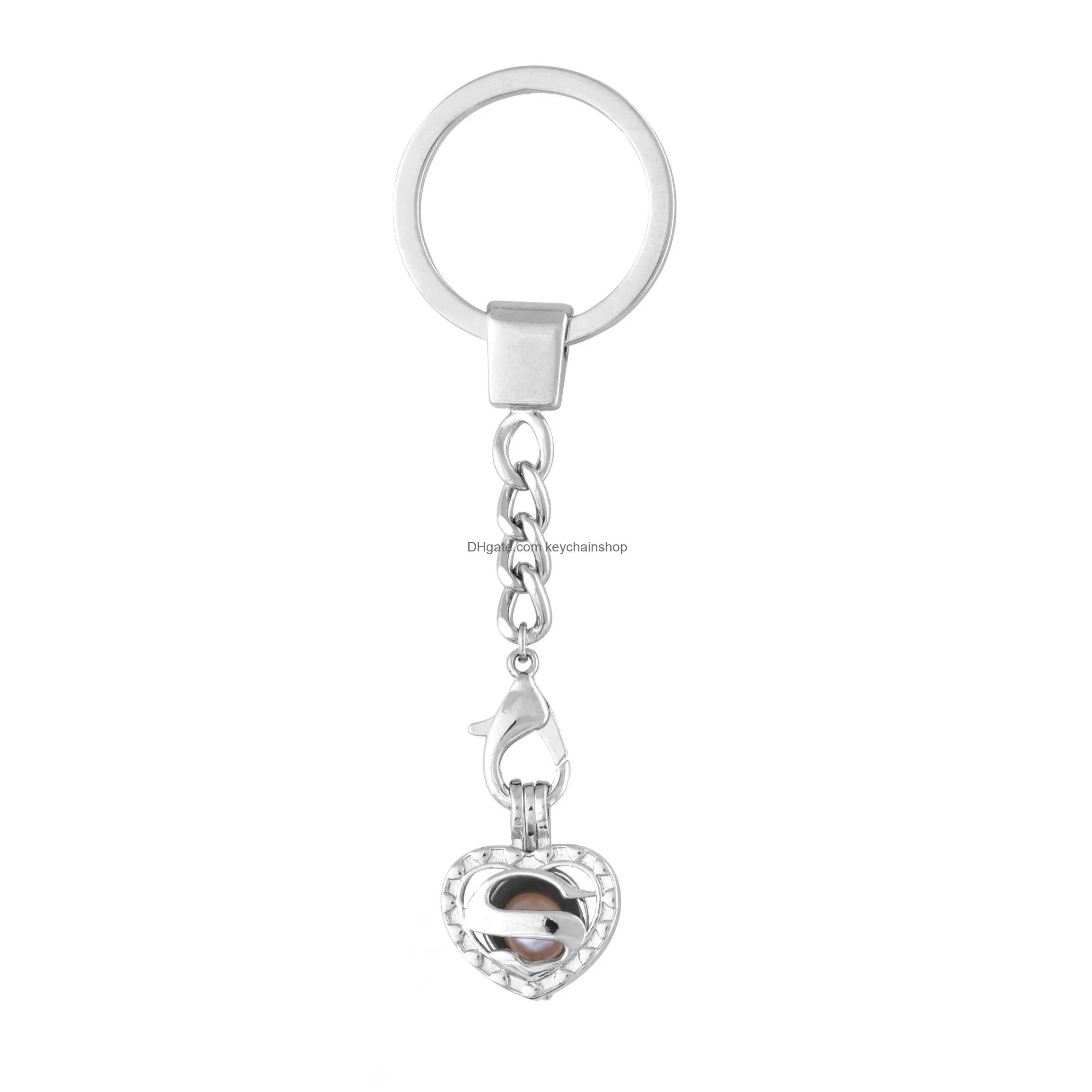 valentines day fashion gift cage key chain silver locket love wish pearl lovely dacing  cage