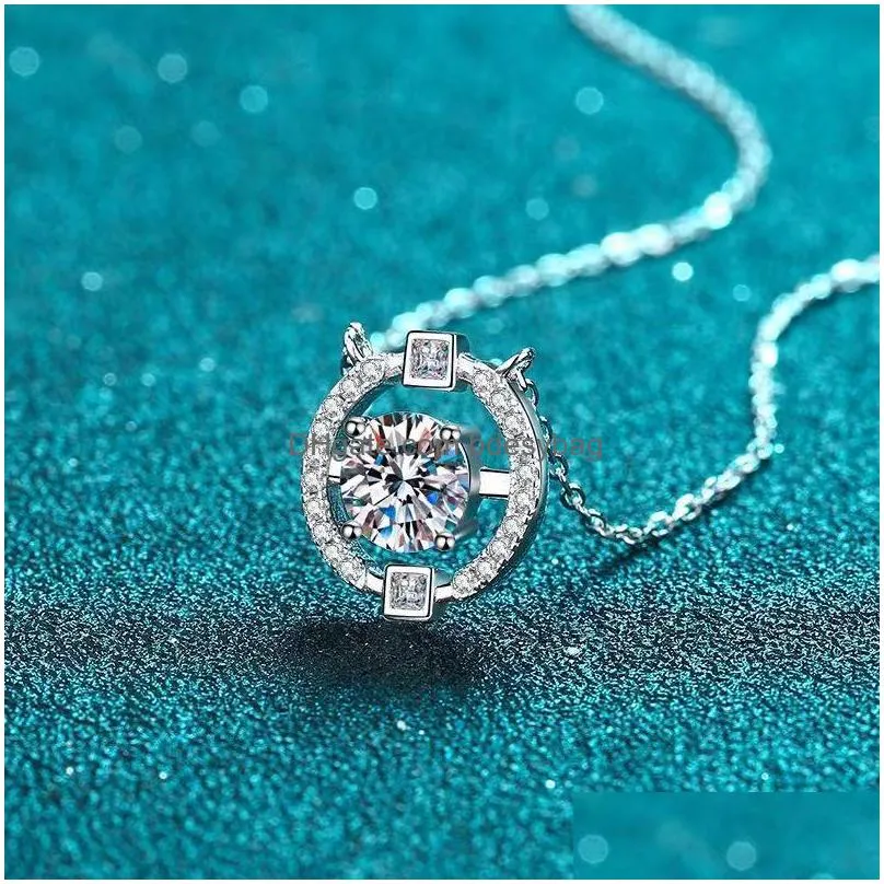 other trendy 0.52ct d color moissanite geometric necklace for women jewelry 925 sterling silver gra pendant giftother